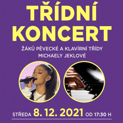 Koncert pěvecké a klavírní třídy - středa 8. 12. 2021 od 17:30 h