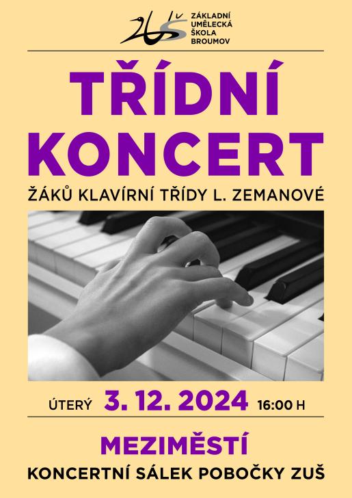 Třídní koncert žáků klavírní třídy L. Zemanové